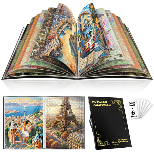 MOZOOSON Puzzle Folder open view highlights organized storage for easy puzzle access