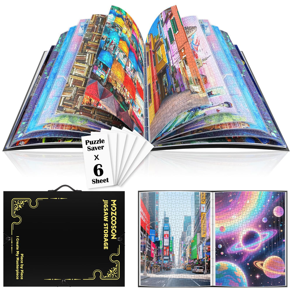 Mozooson puzzle storage with 25 pockets keeps 1000-piece sets neatly organized