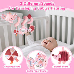 MPQMPQ hanging car seat toys three pendants promote color and sound awareness.