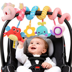 MPQMPQ seahorse pink car seat toy engages newborns with bright visuals.