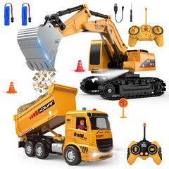 MQDMINI RC excavator front view showing a durable, imaginative play option