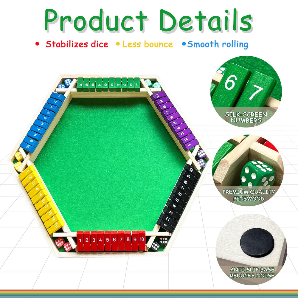 MQJJSM Shut The Box flipping tiles on a vibrant board for number challenges