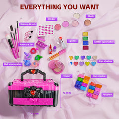 Mqsiuve 62-piece kit with eyeshadow, lip gloss, and accessories.