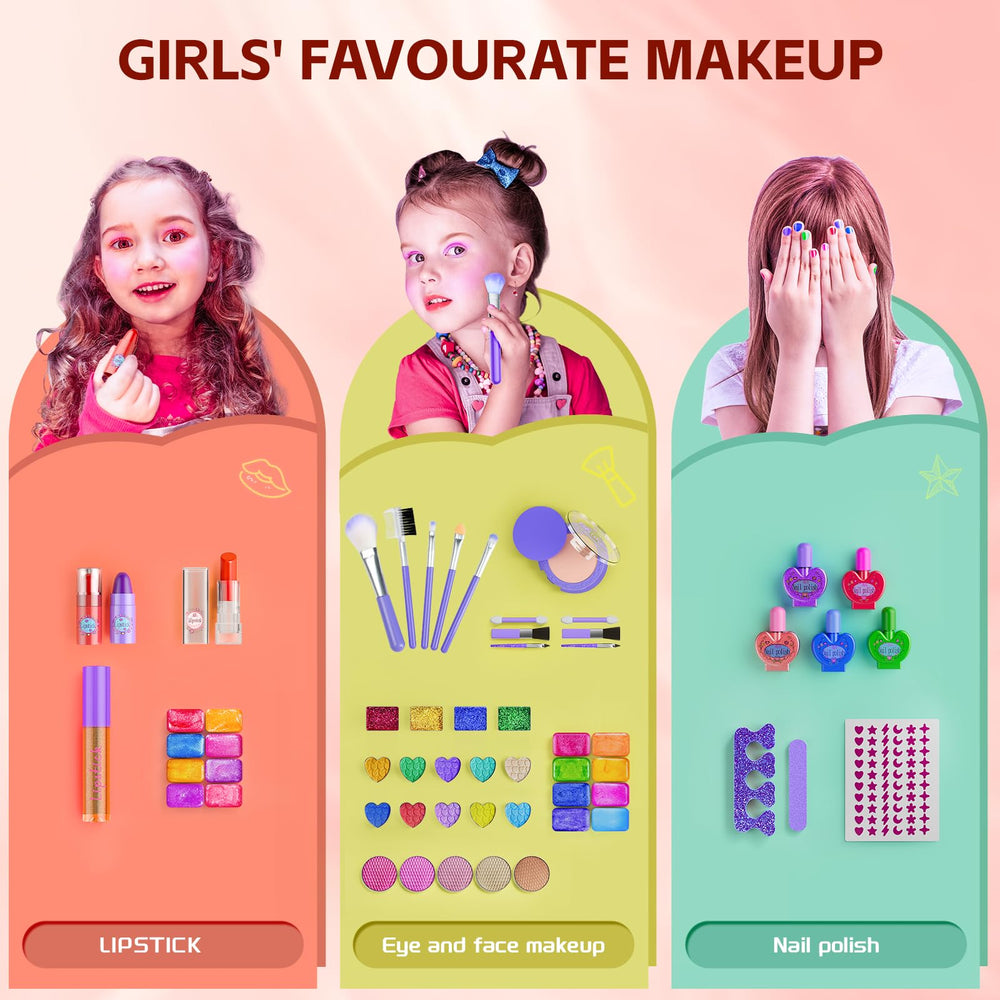 Mqsiuve Eyeshadow set and blush spark creativity for pretend makeup.