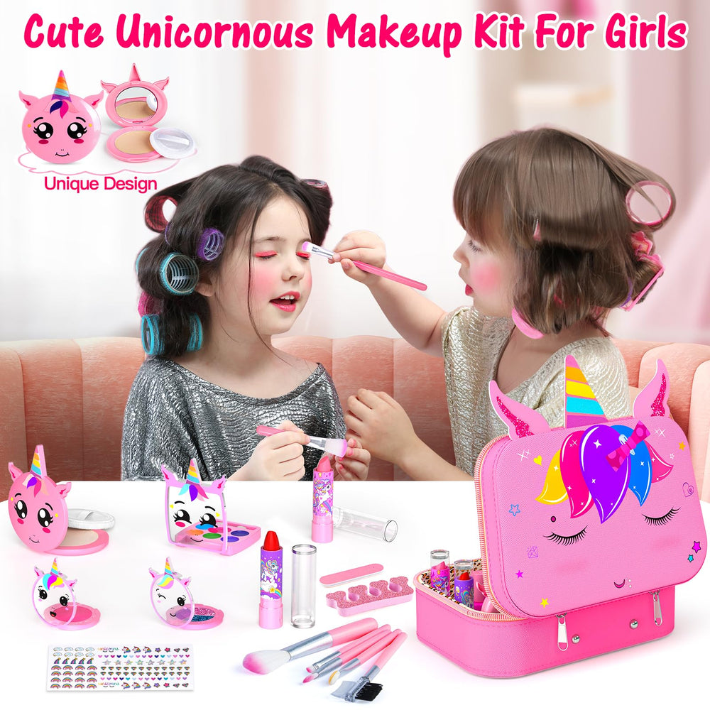 Mqsiuve Kids Makeup Kit nail dryer in action speeds up drying after nail art.