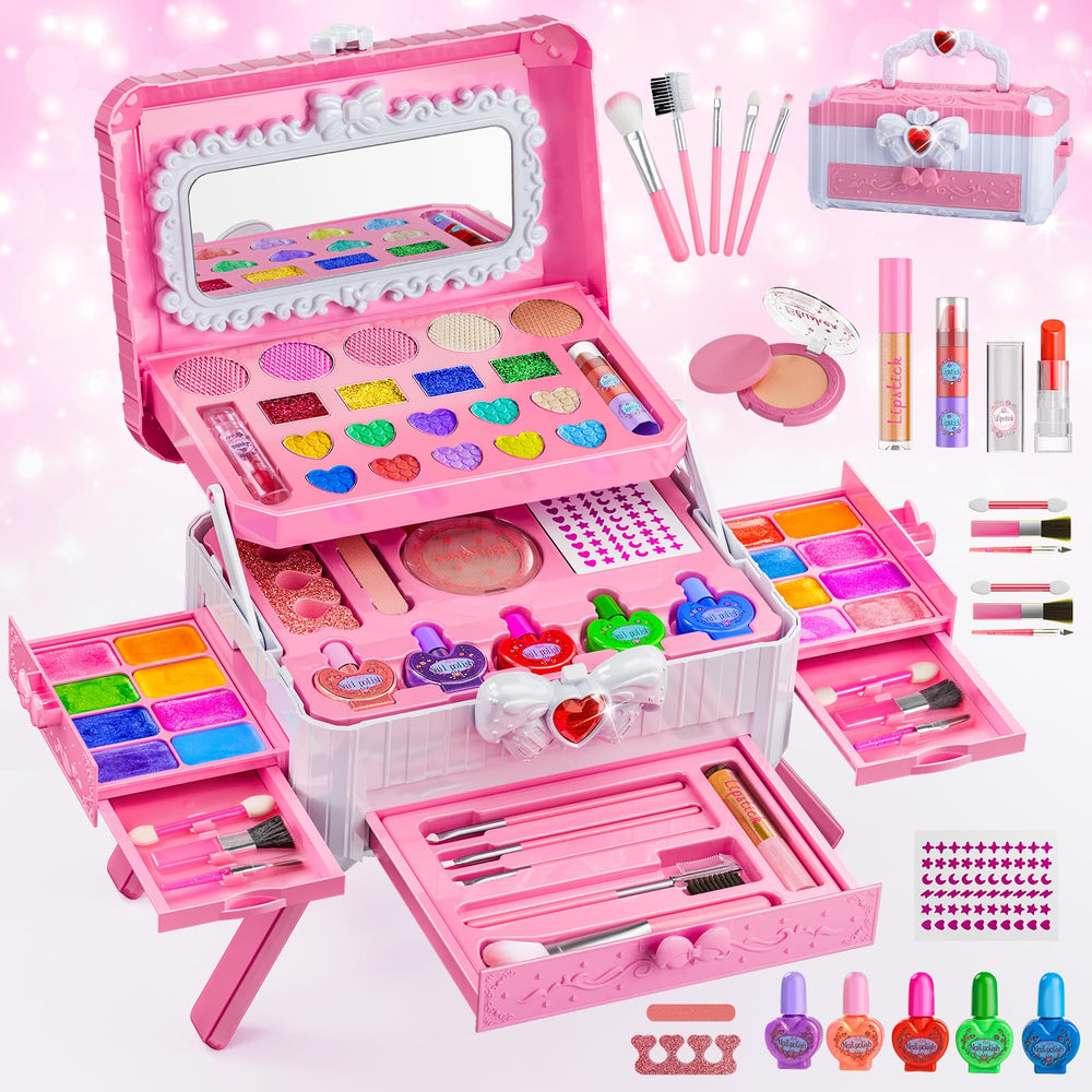 Mqsiuve kids makeup set with mirror for imaginative play and grooming.