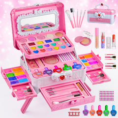 Mqsiuve kids makeup set with mirror for imaginative play and grooming.