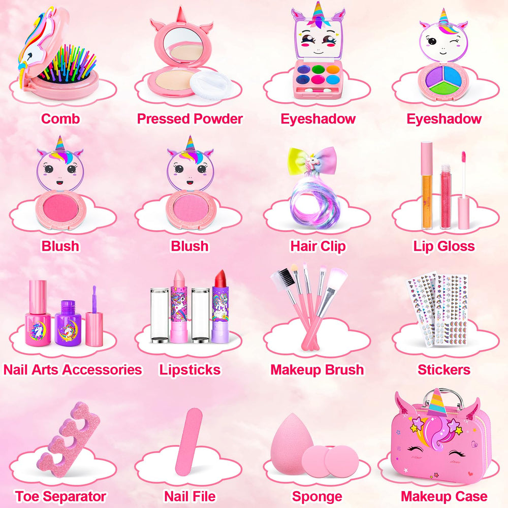 Mqsiuve Little Girls Makeup Kit makeup brushes for smooth, playful application.