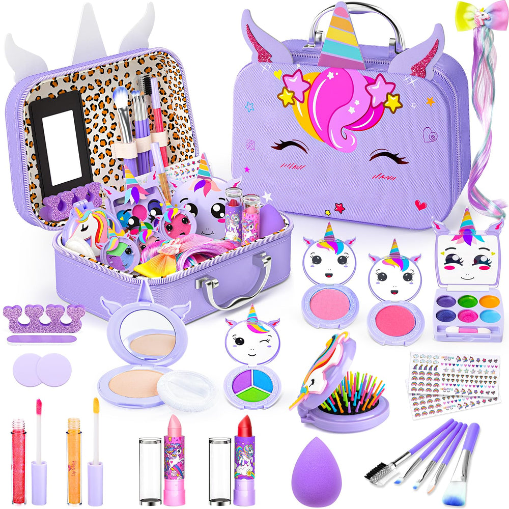 Mqsiuve unicorn theme makeup kit for imaginative play and social fun