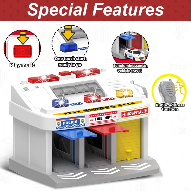 MQSTARSRISE Rescue Station fire truck for exciting rescue missions with lights