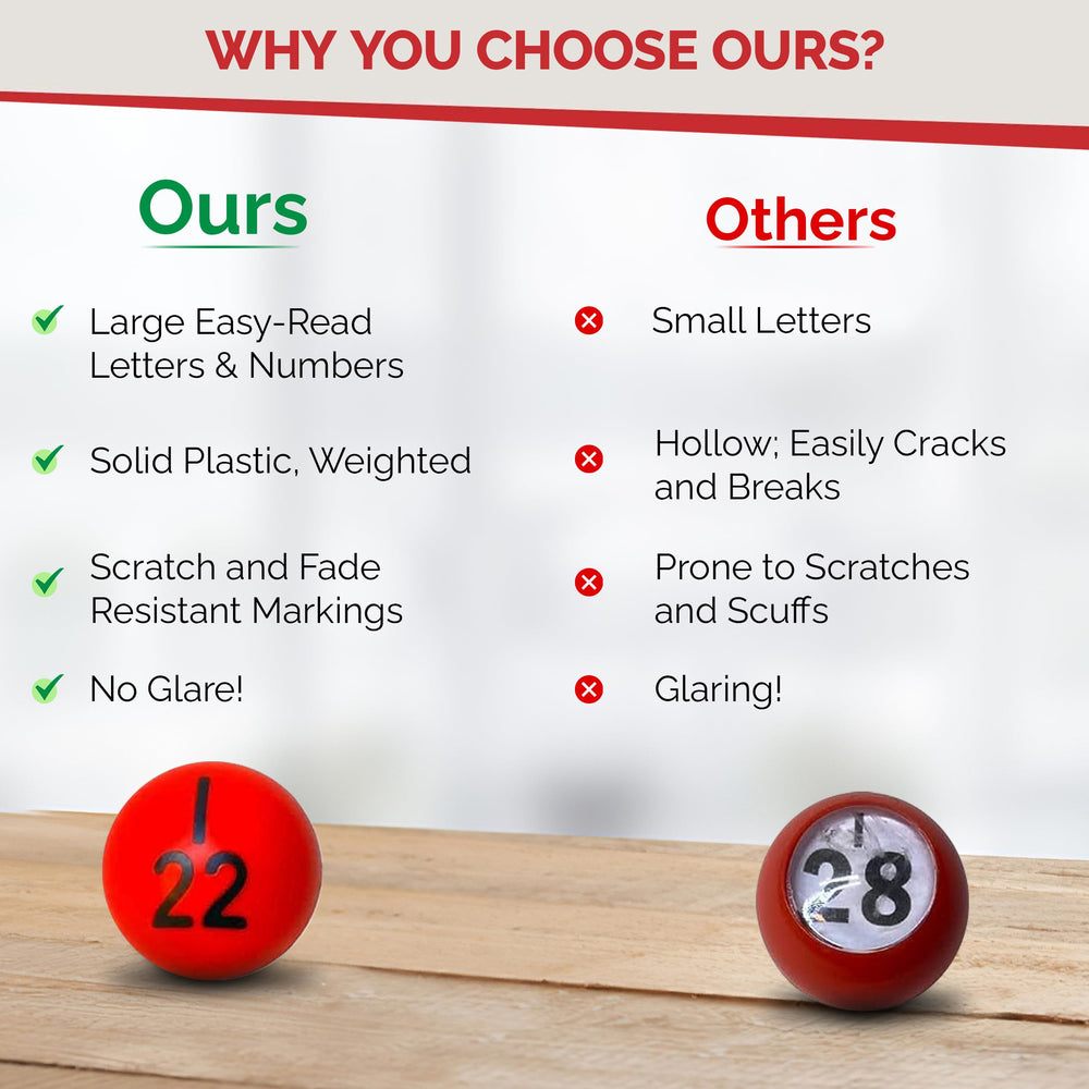 MR CHIPS green bingo balls offer bright contrast for lively game sessions.
