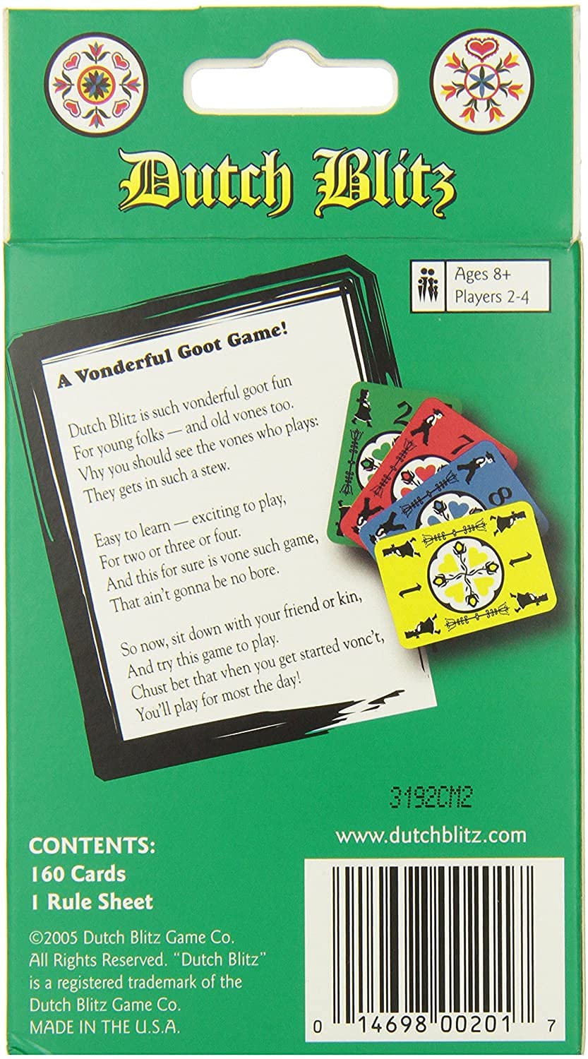 Mr Dice Dutch Blitz card color designs emphasize fast color matching.