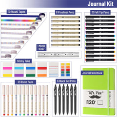 Mr. Pen washi tapes in vibrant colors for page decoration and organization.