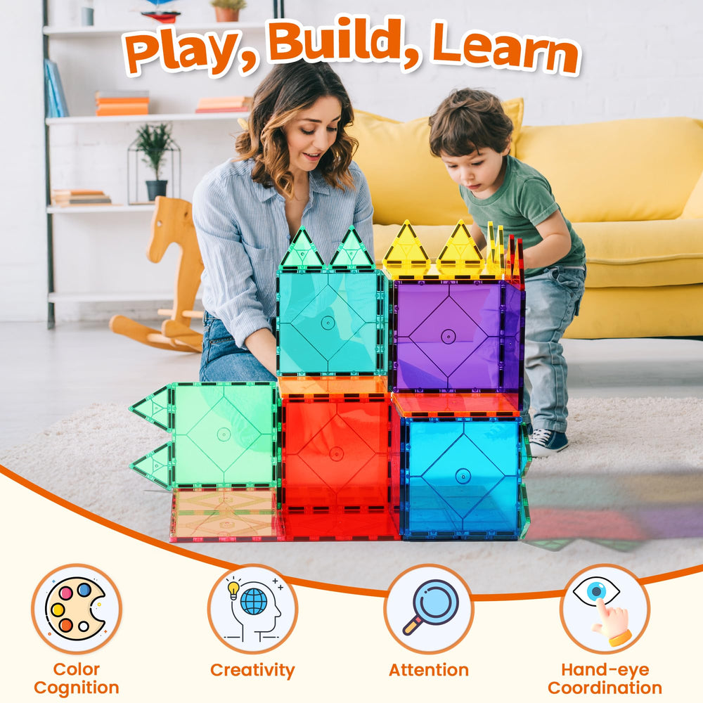 Mruikeny beginner magnetic tiles gift set for creative play