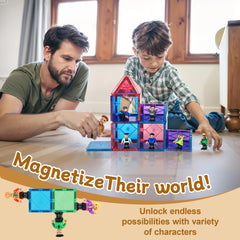 Close-up of magnetic connectors on Mruikeny figures enabling easy assembly