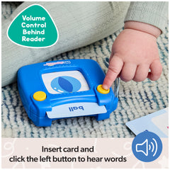 Ms. Rachel yellow button close-up on reader, makes playback easy for small hands
