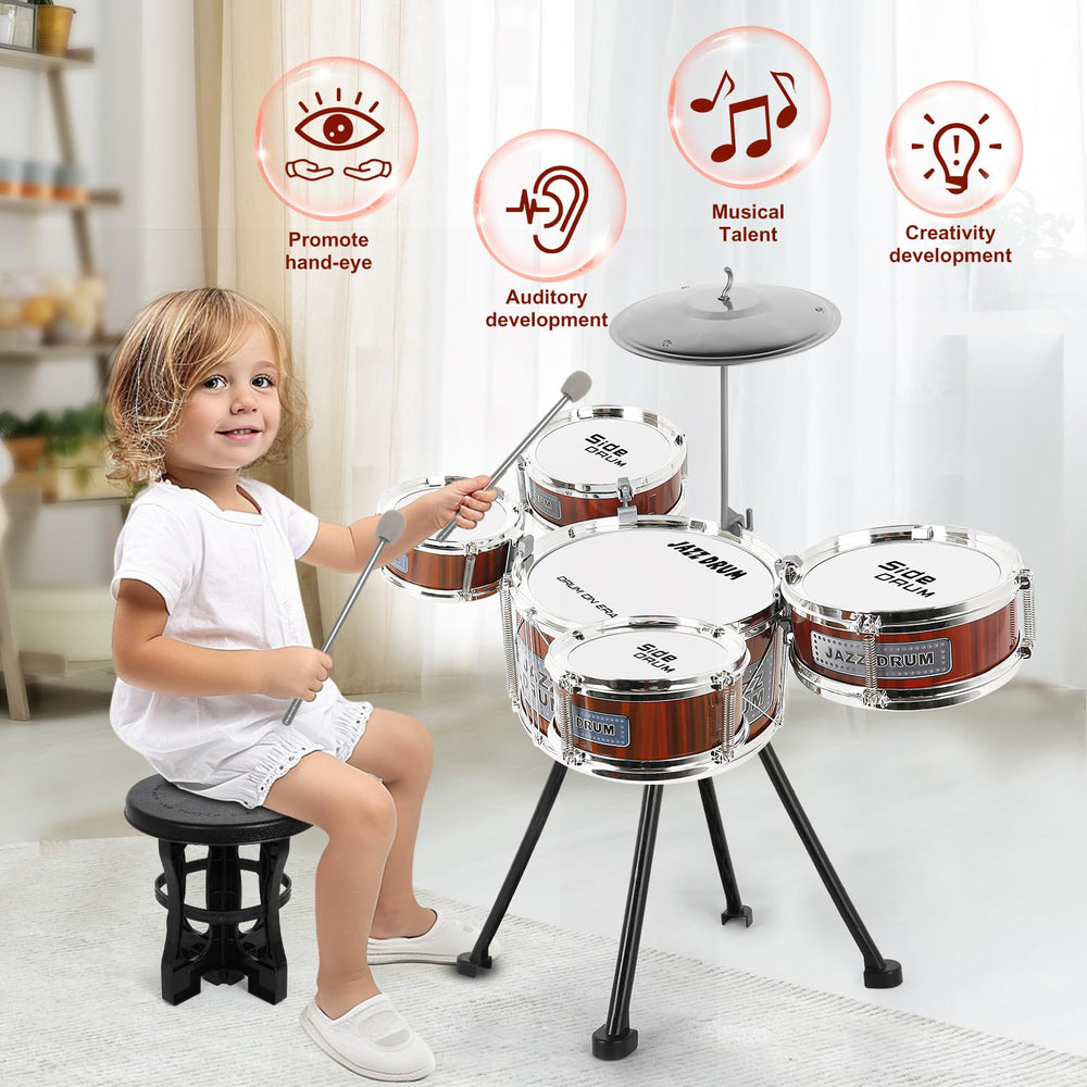 M SANMERSEN drumsticks with soft heads promote gentle, beginner-friendly drumming.