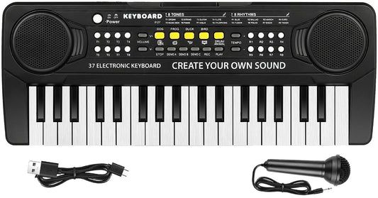 M SANMERSEN Kid Keyboard Piano front view shows a compact home practice setup for young learners.