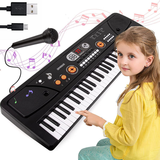 M SANMERSEN kids keyboard 61 keys front view, compact for tabletop play