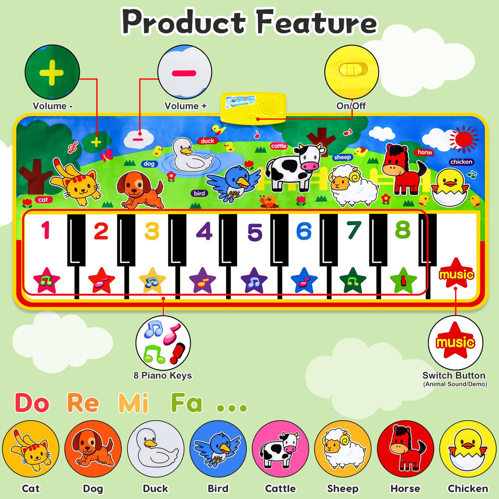 M SANMERSEN Piano Mat with educational graphics and 24 sounds for rhythm learning