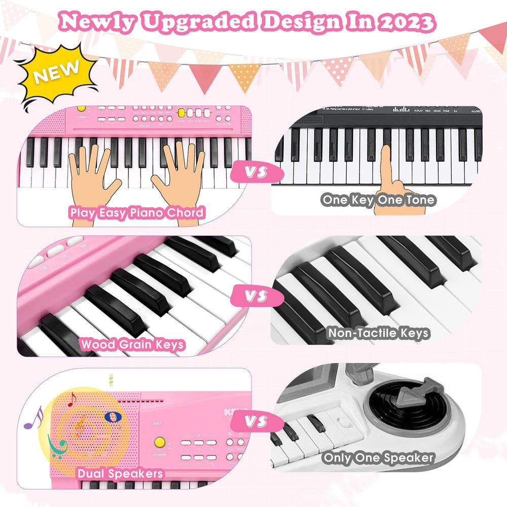 M SANMERSEN toy piano pink demos display inviting kids to explore rhythms.
