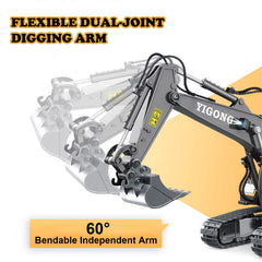 Mscredse rc excavator shows 680-degree rotation during operation.