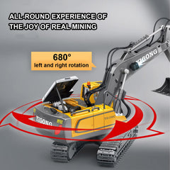 Mscredse excavator metal shovel close-up highlighting digging action.