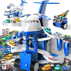 MSKOLER airplane toy garage with eight vehicles fuels imaginative play