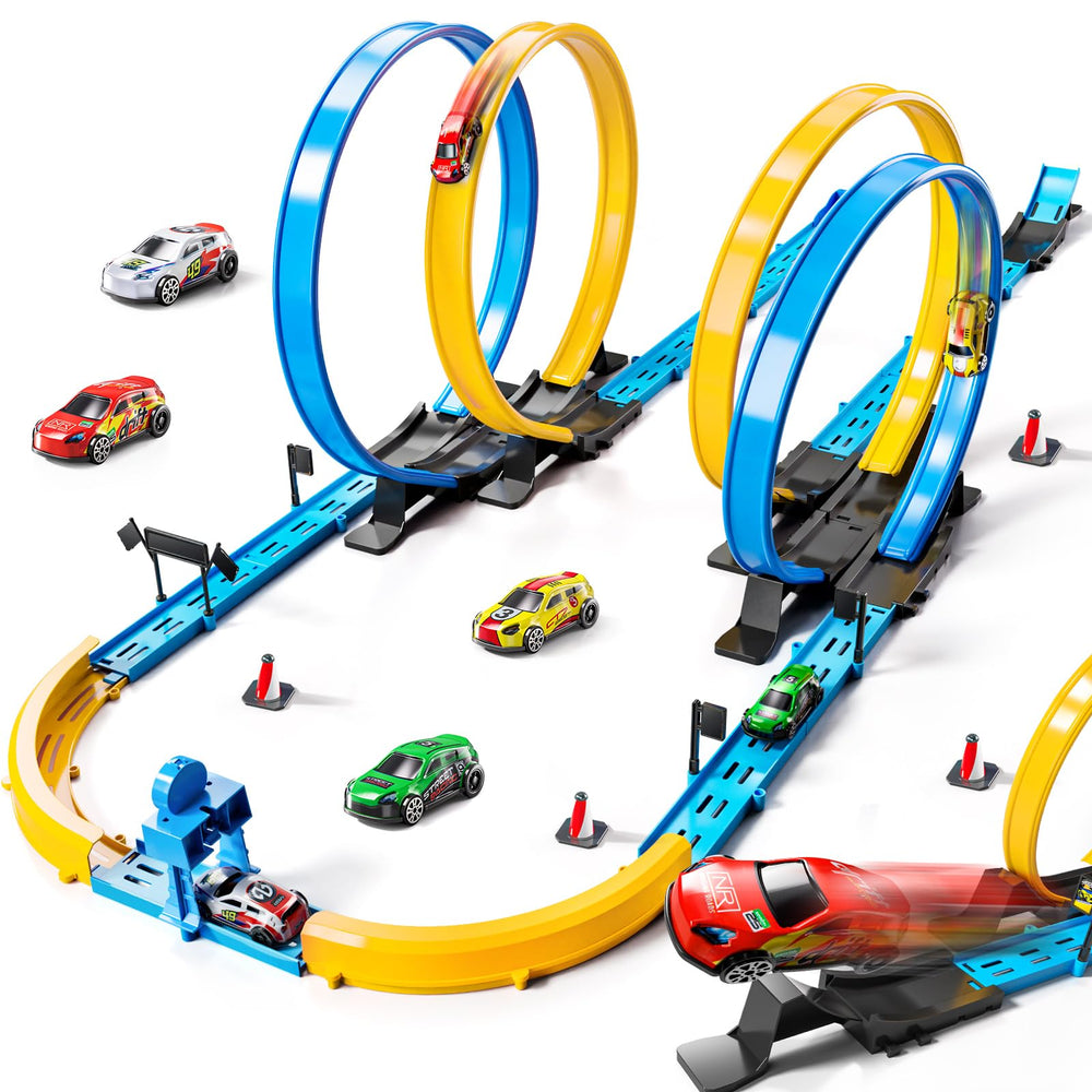 MSKOLER car race track set assembled for immediate play sessions and family fun