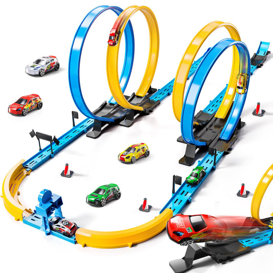 MSKOLER car race track set assembled for immediate play sessions and family fun