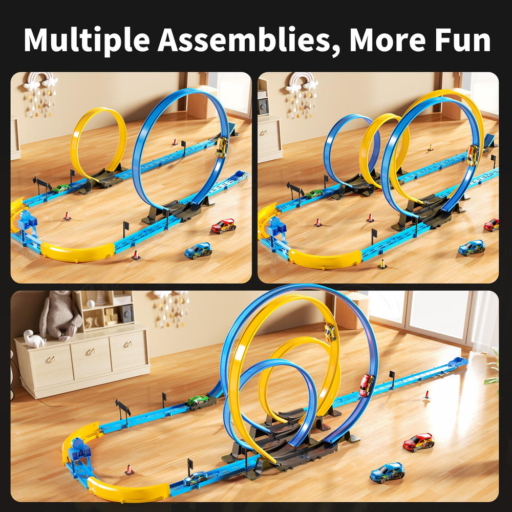 MSKOLER hands-on setup fosters parent-child bonding during race track building.