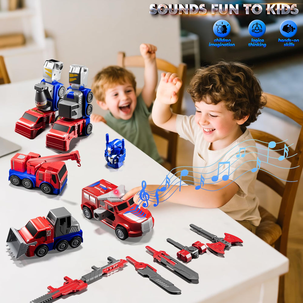 MSKOLER vehicle-transform playset demonstrates five vehicle options for exploration