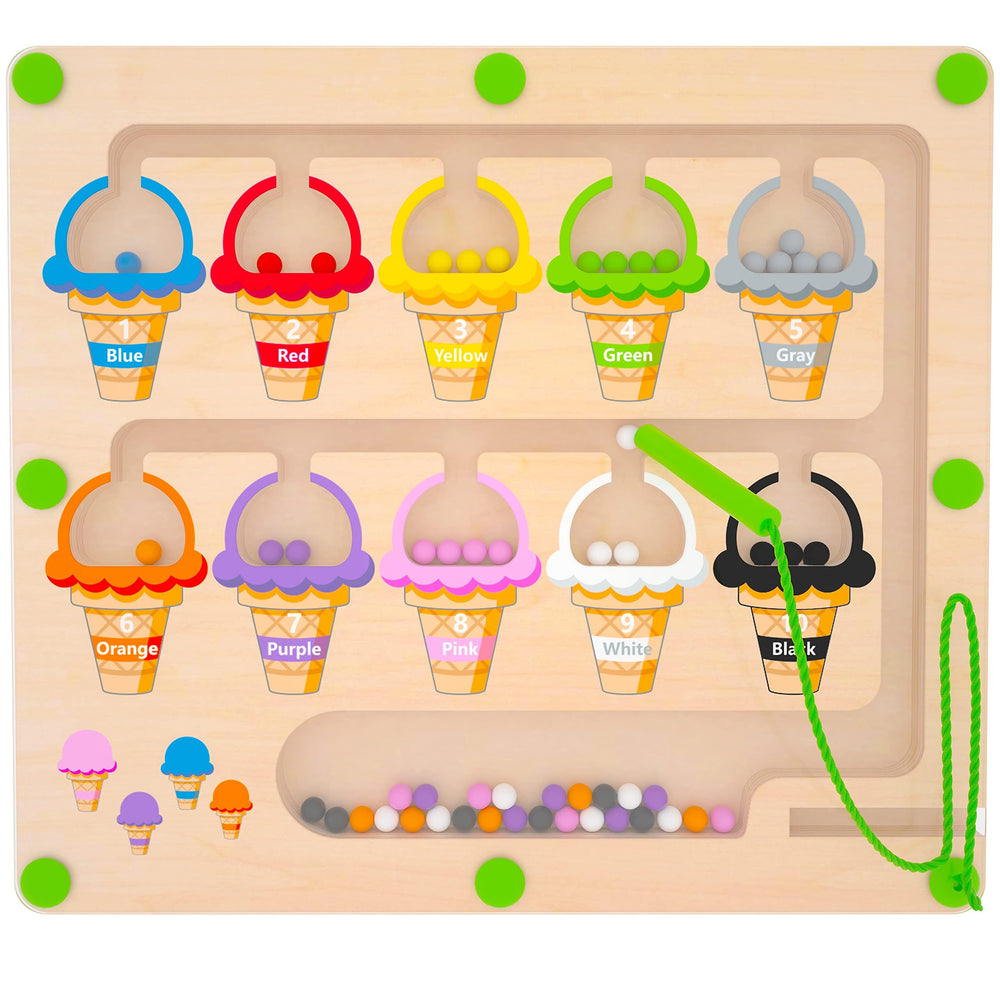 MTYOKILN Magnetic Color & Number Maze board with colors and numbers for early learning
