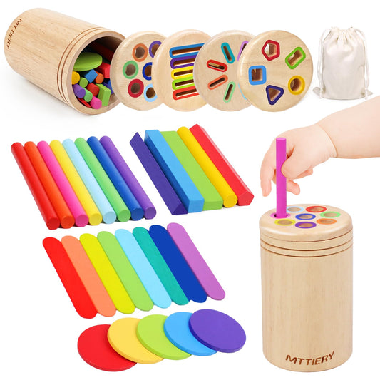 MTTIERY 4-in-1 montessori toy lids for color sorting and focus