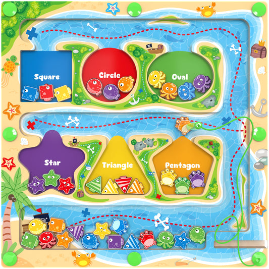 MTYOKILN magnetic color and shape maze board enhances color and shape recognition during play.