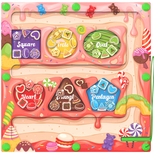 MTYOKILN Magnetic Color & Shape Maze front view showing bright colors and shapes for early sorting.