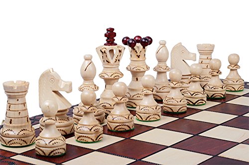 Muba 21-inch wooden chess board in beech and birch for elegant gameplay