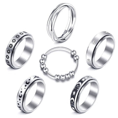 MUCAL fidget ring moon star spin shows stylish spinner for focused calm