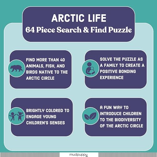 Mudpuppy Arctic Life Puzzle: fish and otters add dynamic detail for visual scanning.