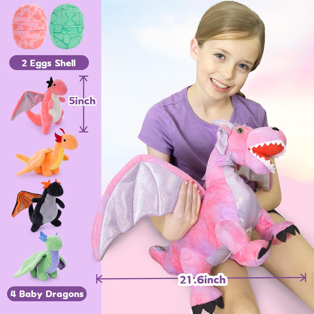 Muiteiur four baby dragons plush set for stacking and pretend play.