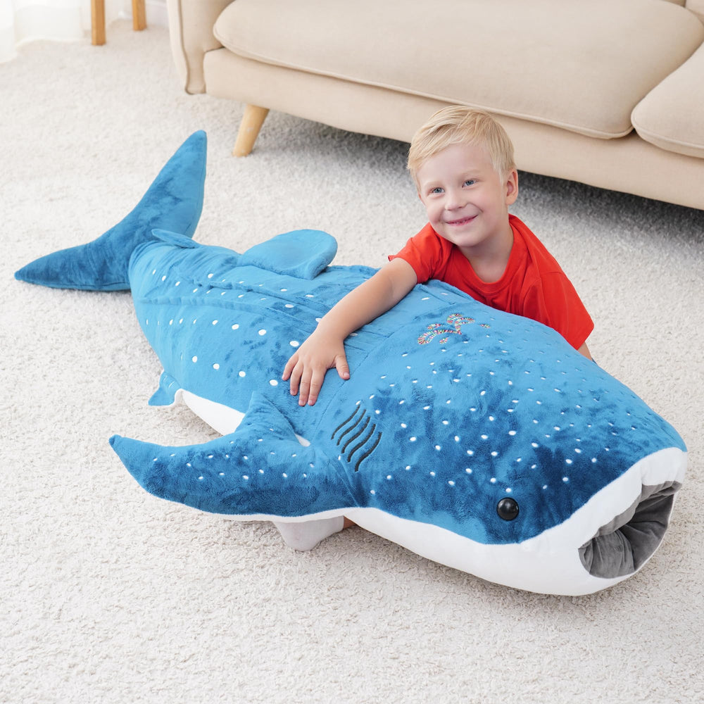 Mukouxun whale doll 48-inch soft plush for playful storytelling.