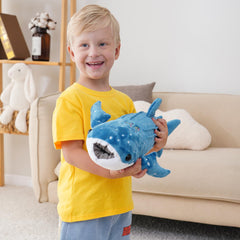 Mukouxun whale shark plush facial detail, a charming sea friend for storytelling.