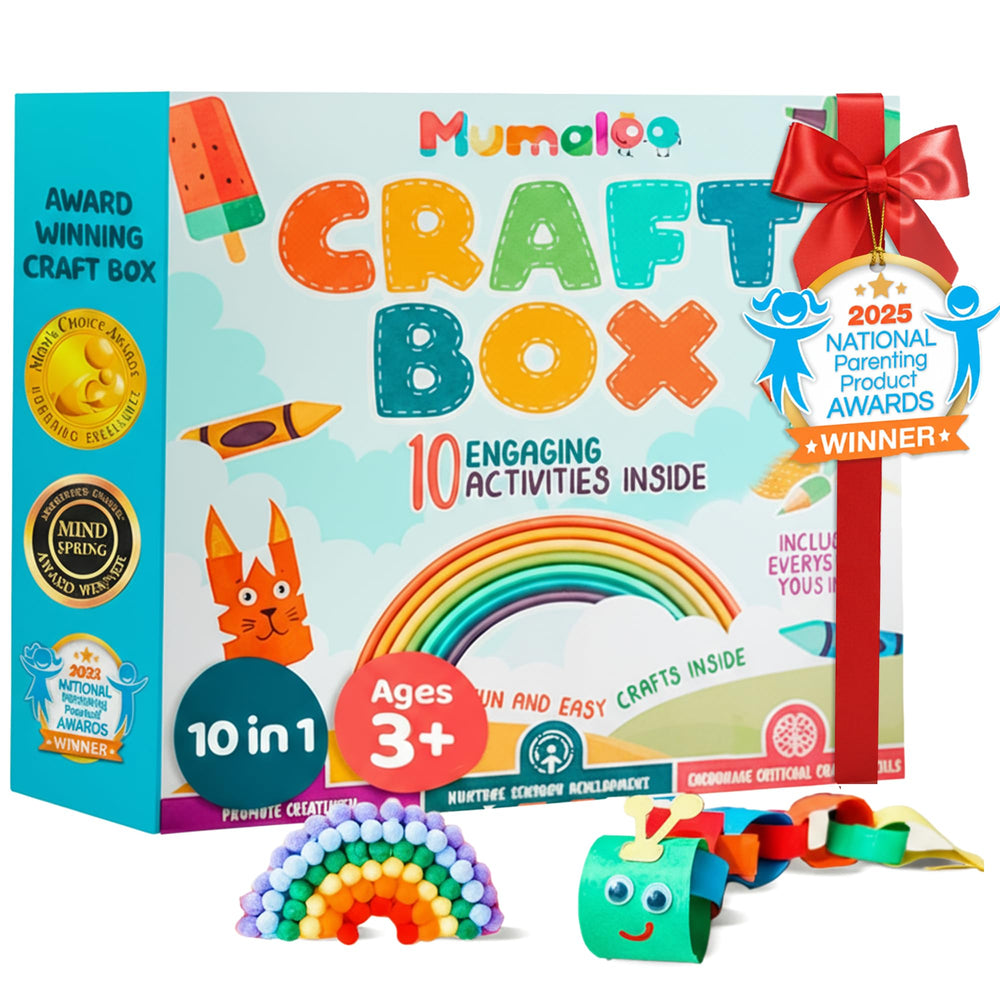 Mumaloo Craft Box for Kids with 10 pre-packed projects for creative play
