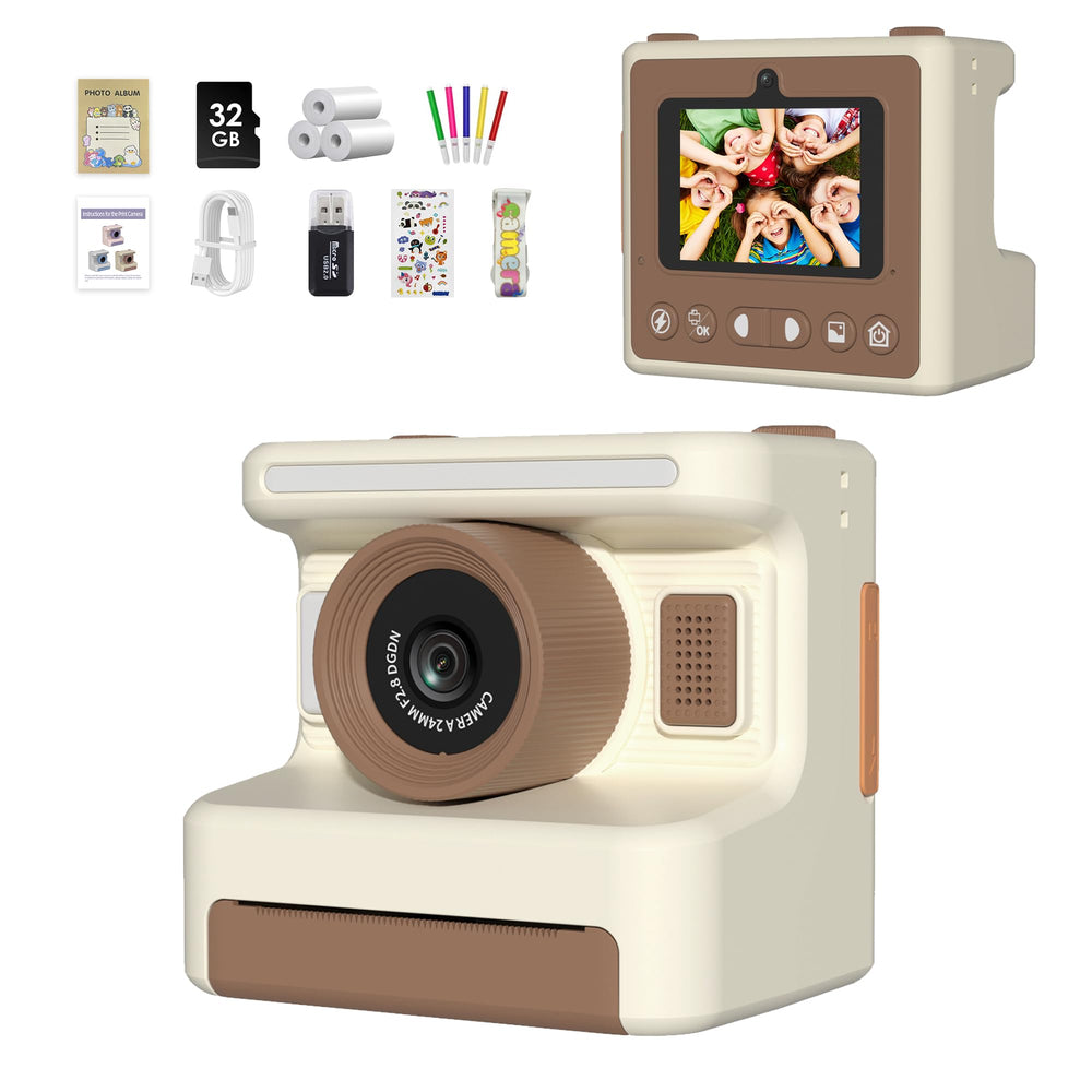 Mummed Kids Camera Instant Print front view, compact and durable, no-ink printing for kids' quick photos.