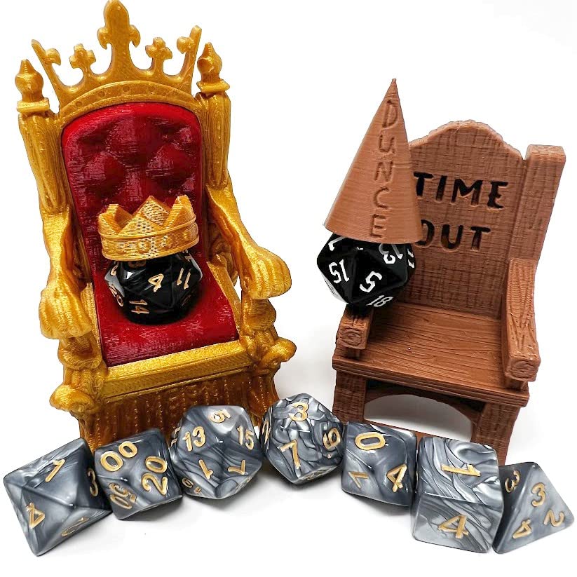 MunnyGrubbers dice throne with crown and hat for rewarding good rolls.