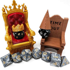 MunnyGrubbers dice throne with crown and hat for rewarding good rolls.