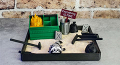 MunnyGrubbers Dumpster Fire Zen Garden base offers a spacious 7x7 desk surface.