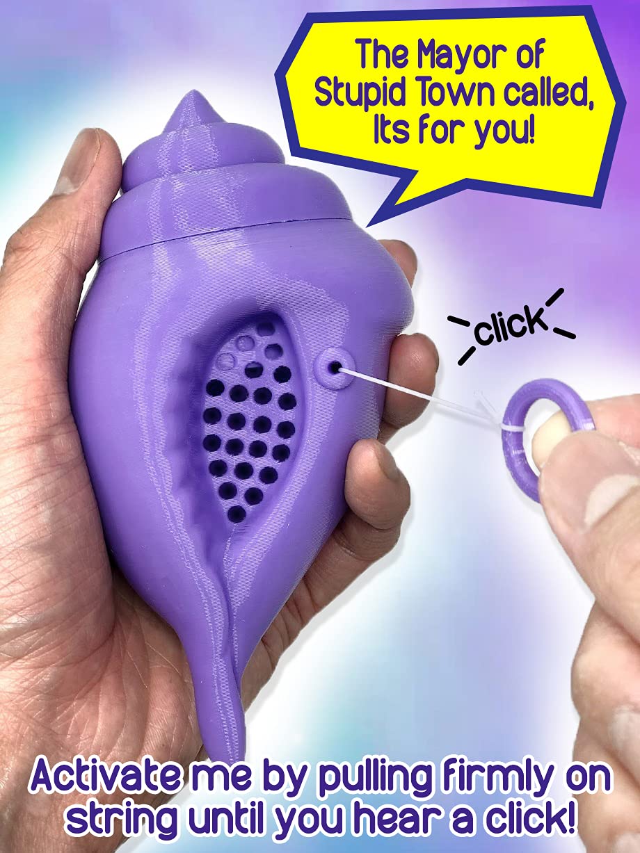 Close-up of the lavender shell showing the quirky sound chip inside.