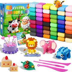 MuseLuxe Air Dry Clay 48 colors palette for vibrant, mixable creations.