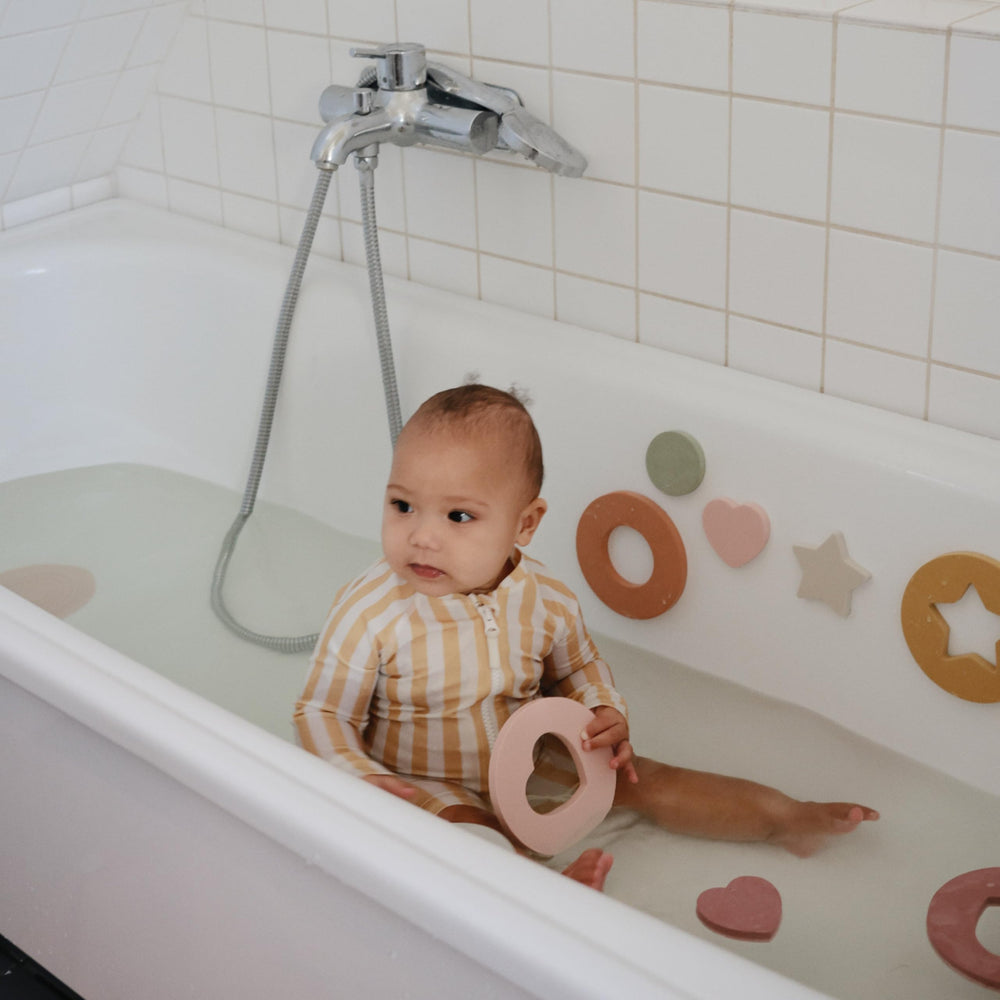 Mushie foam bath puzzle is easy to rinse and air dry
